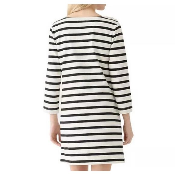 J. Crew Mariner Cloth Mini Shirt Dress XS Cream Black Stripe Nautical Coastal - Picture 2 of 10